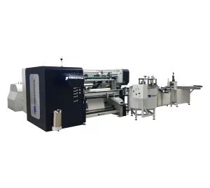 cortadora rebobinadora de papel sr semiautomatica con fin de linea para rollos pos